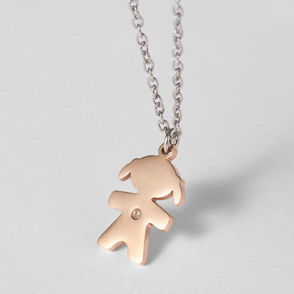 Collana Sunrise Acciaio Bicolore Bianco / Rosa Cristallo