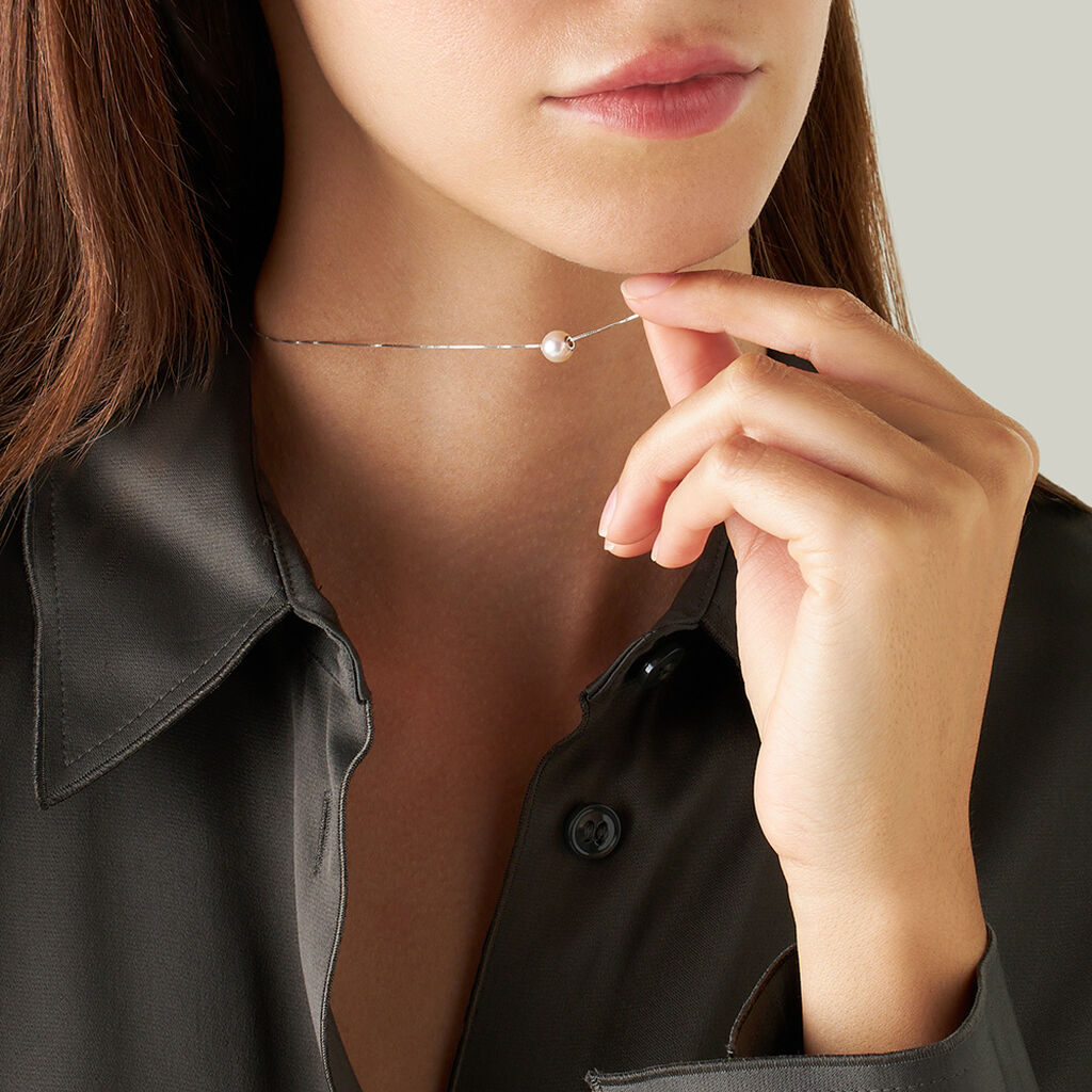 Collana Gabrielle Oro Bianco Perla D'Acqua Dolce - 1413412 • Stroili