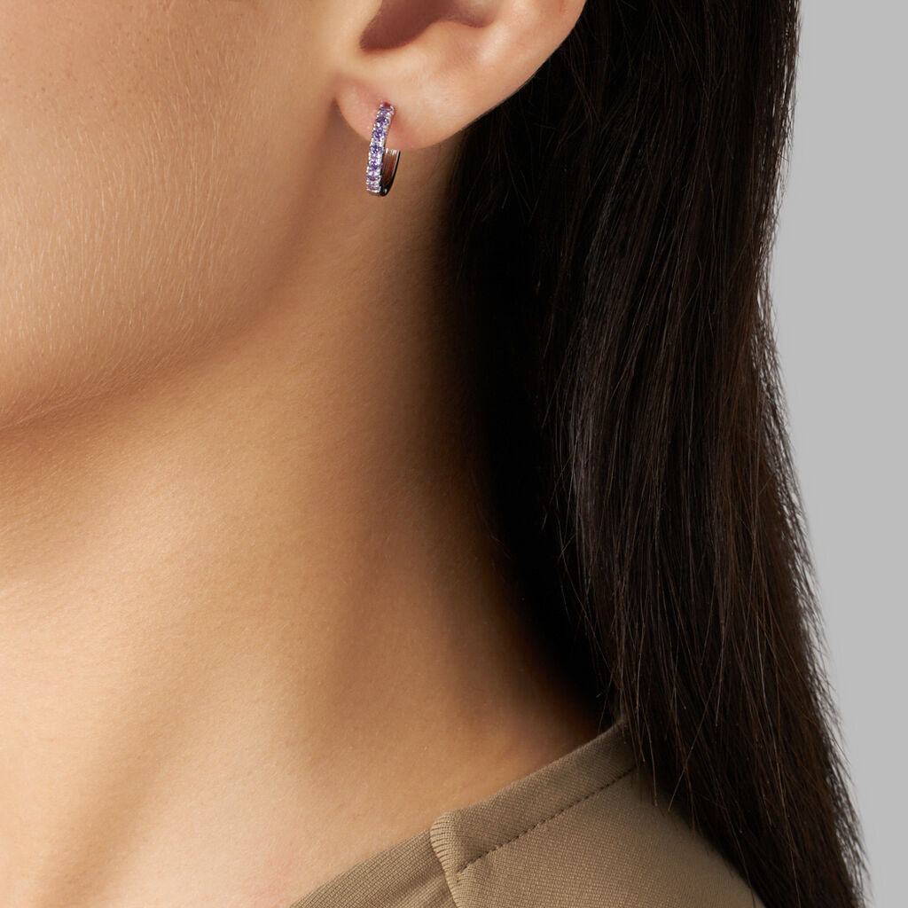 Orecchini A Cerchio Silver Rainbow Argento Rodiato Cubic Zirconia - Orecchini a Cerchio Donna | Stroili