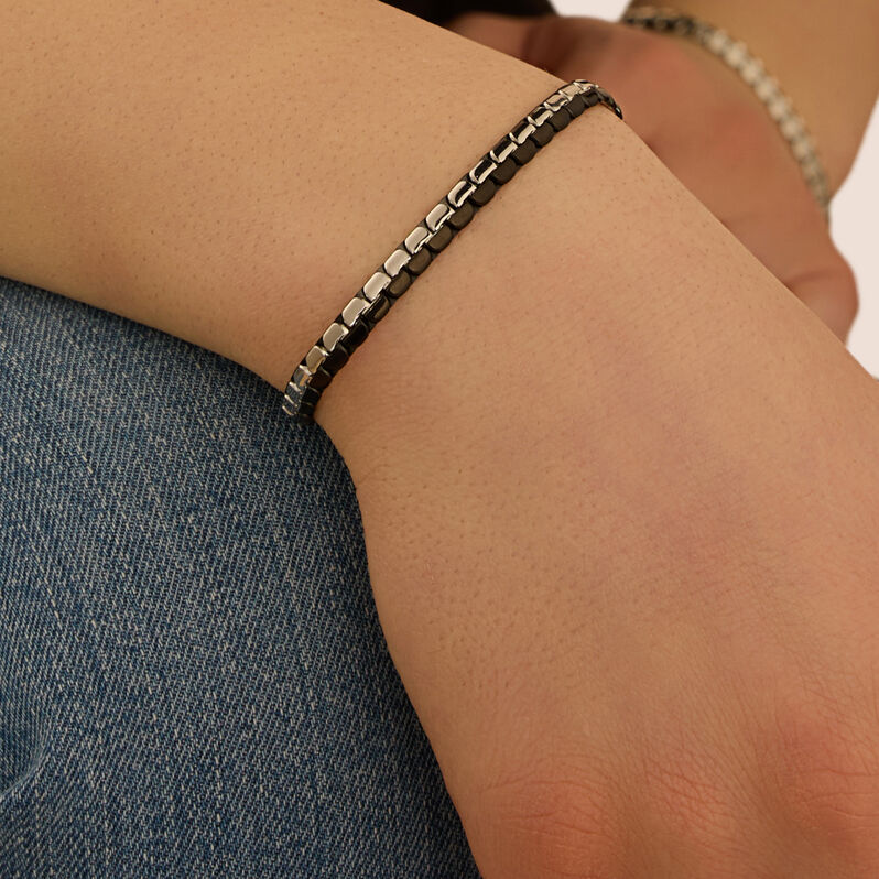 Bracciale Catena Man Code Acciaio Bicolore Bianco / Nero - Bracciali Uomo | Stroili
