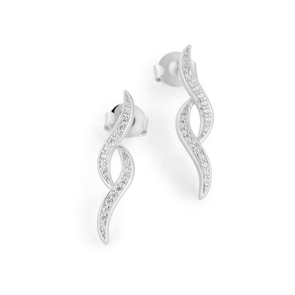 Orecchini Lobo Silver Shine Argento Rodiato Cubic Zirconia - Orecchini a Lobo Donna | Stroili
