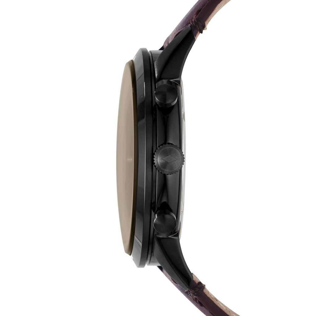 Orologio Fossil cronografo cinturino in pelle marrone e cassa in acciaio nero