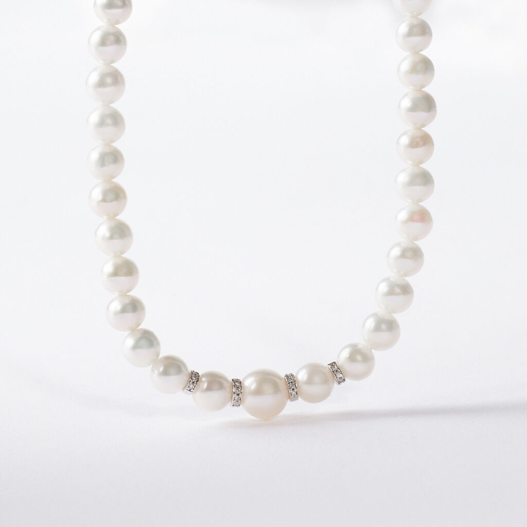 Collana Gabrielle Precious Oro Bianco Perla D'Acqua Dolce Diamante