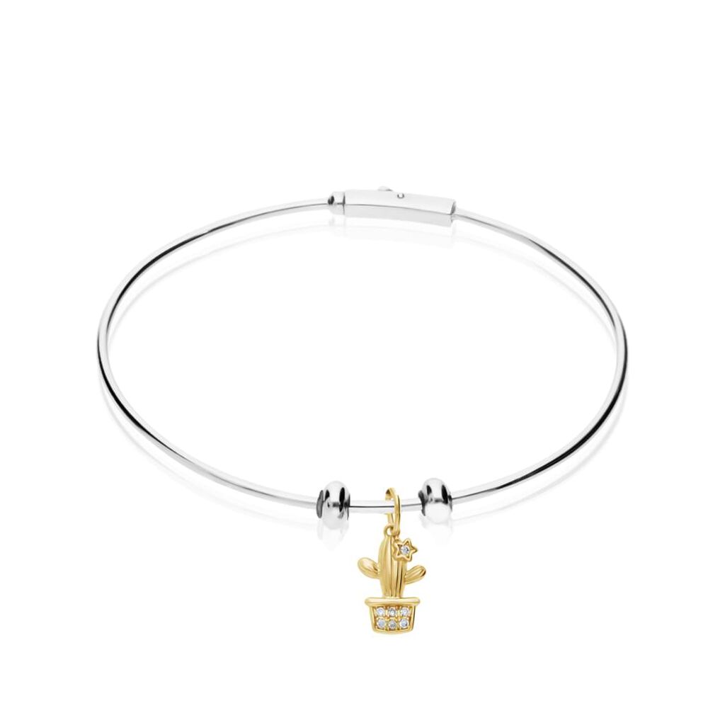 Charm cactus in argento dorato e zirconi