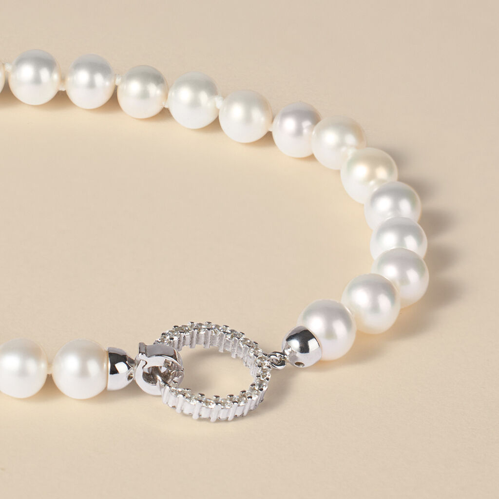 Bracciale Gabrielle Oro Bianco Perla D'Acqua Dolce Cubic Zirconia