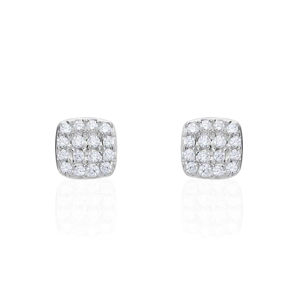 Orecchini Lobo Bon Ton Oro Bianco Cubic Zirconia