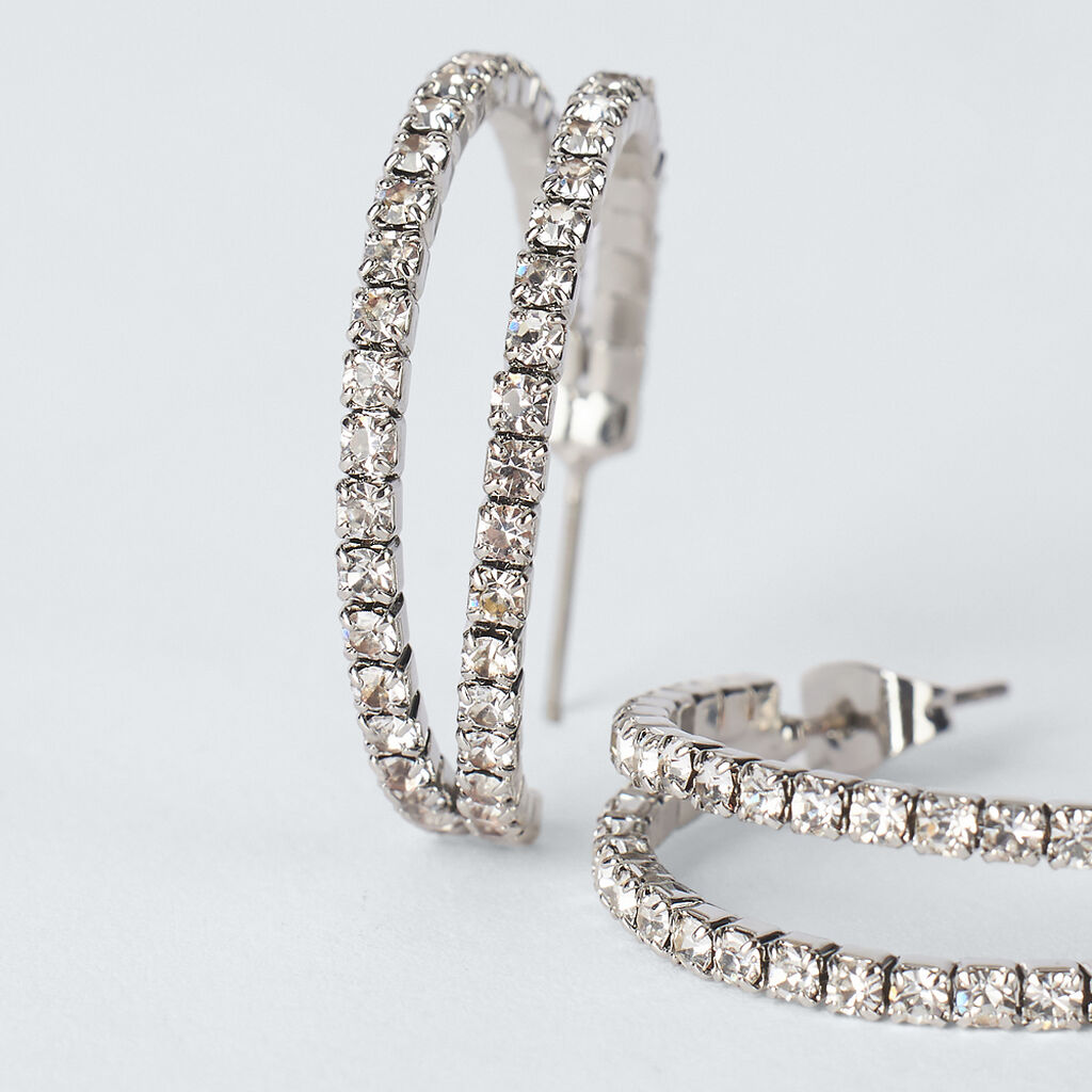Orecchini A Cerchio Romantic Shine Metallo Cristallo - Orecchini a Cerchio Donna | Stroili