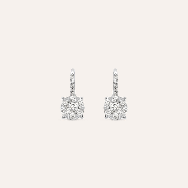 Orecchini Lobo Punto Luce Petali Oro Bianco Diamante - Orecchini a Lobo Donna | Stroili