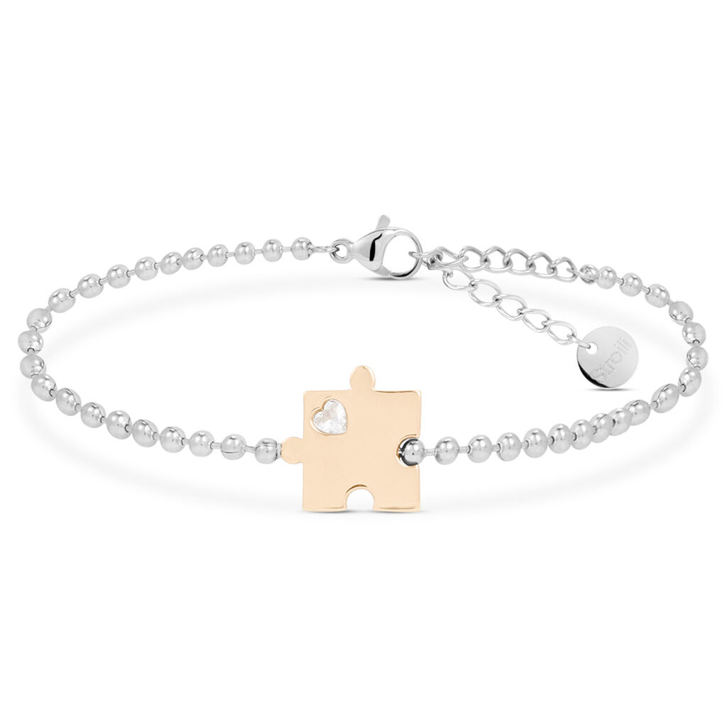 Bracciale Lady Chic Acciaio Bicolore Bianco / Rosa Cristallo - Bracciali con Incisione Unisex | Stroili