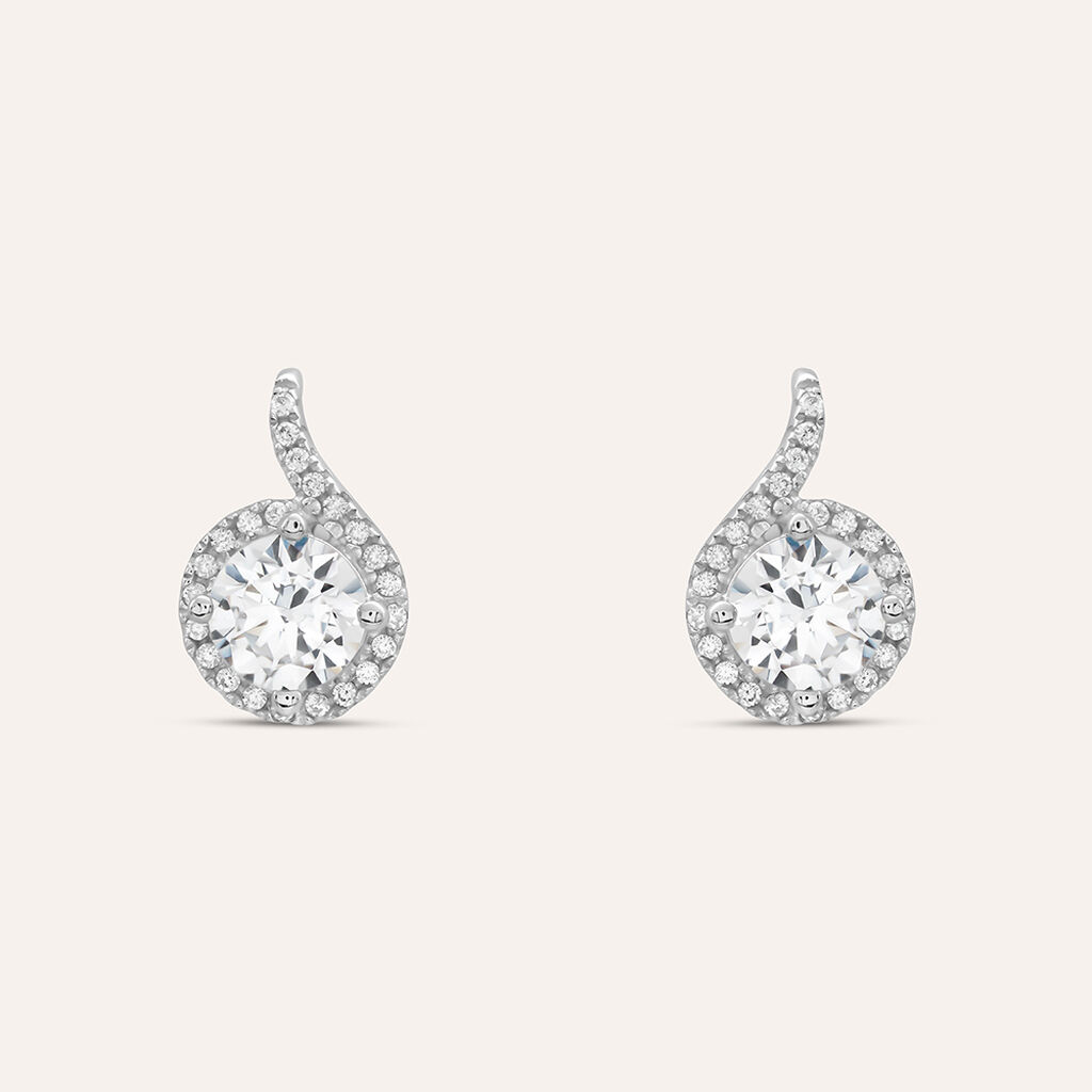 Orecchini Lobo Punto Luce Claire Oro Bianco Cubic Zirconia - Orecchini a Lobo Donna | Stroili