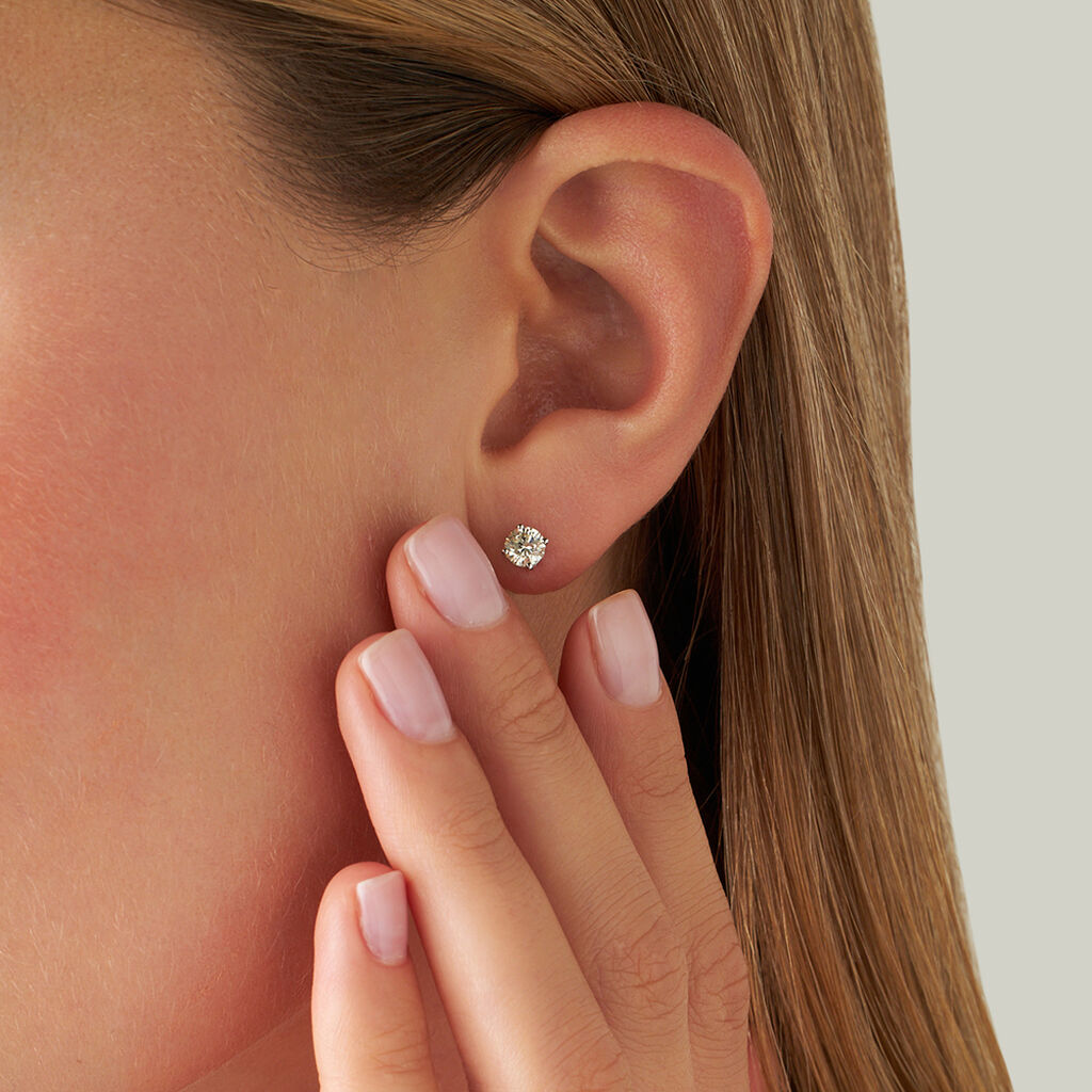 Orecchini Lobo Punto Luce Diamade Oro Bianco Diamante Lab-Grown