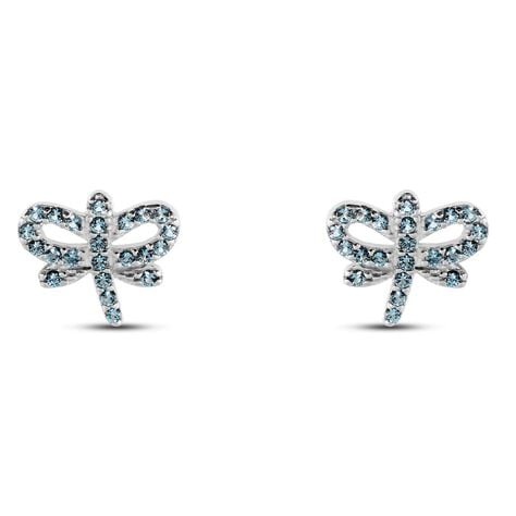 Orecchini a lobo libellula in argento e zirconi azzurri - Orecchini a Lobo Donna | Stroili