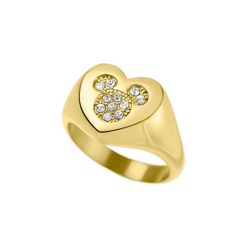 Anello Chevalier Mickey Mouse & Friends Acciaio Dorato Cristallo