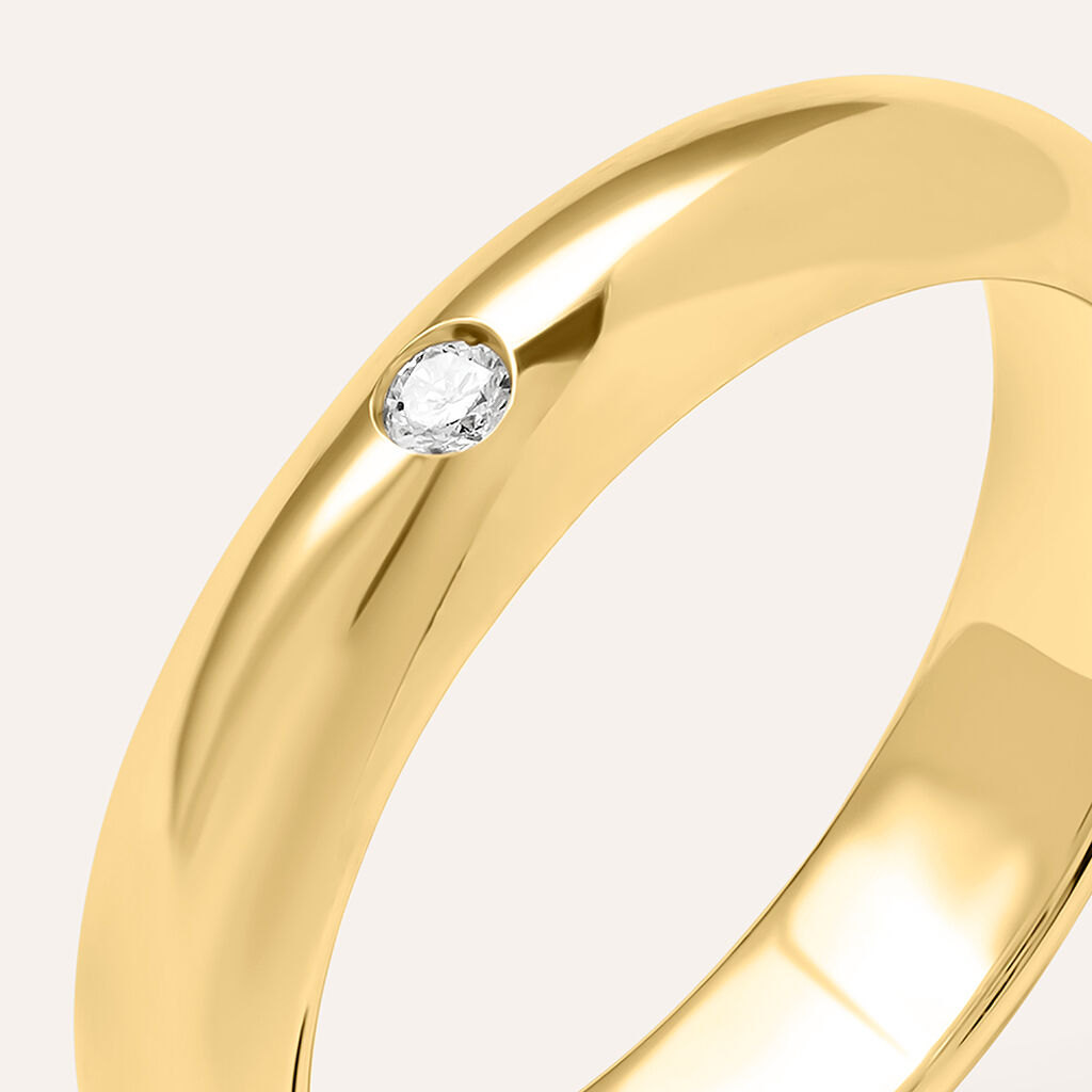 Fede Classica Leggera 4 mm Oro Giallo Diamante - Anelli con Incisione Unisex | Stroili