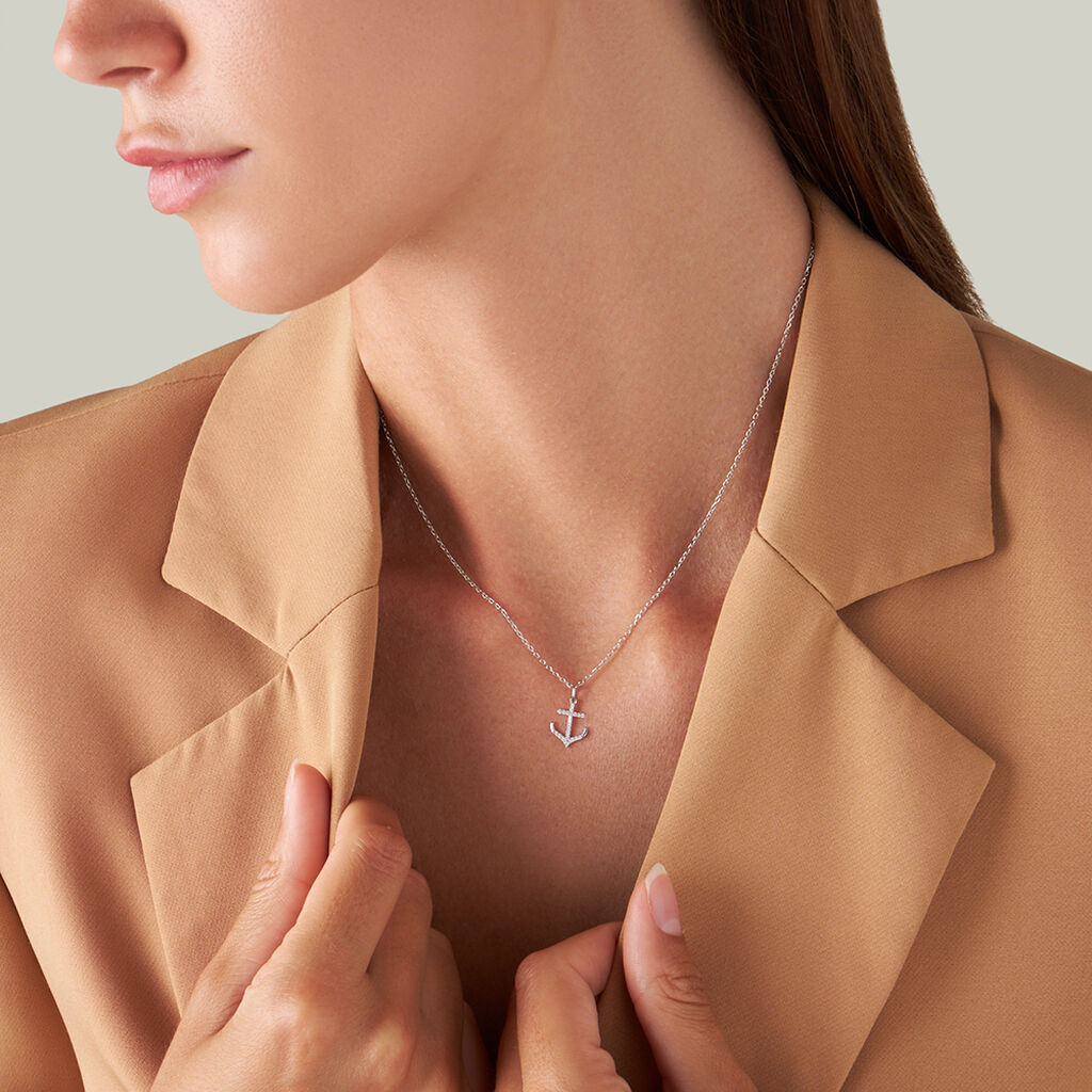 Pendente Po&egrave;me Oro Bianco Cubic Zirconia