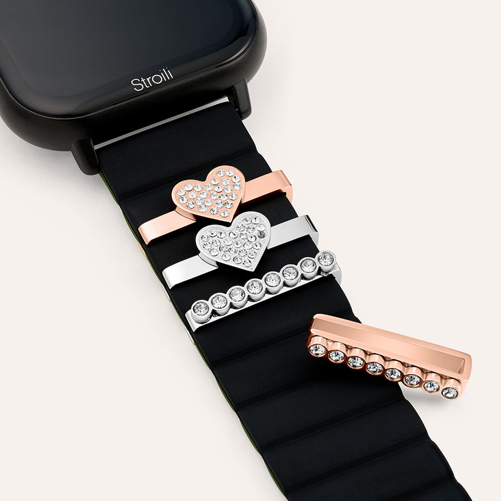 Charm Cuore in Acciaio con Cristalli Bianchi Compatibile con Stroili Smartwatch Square