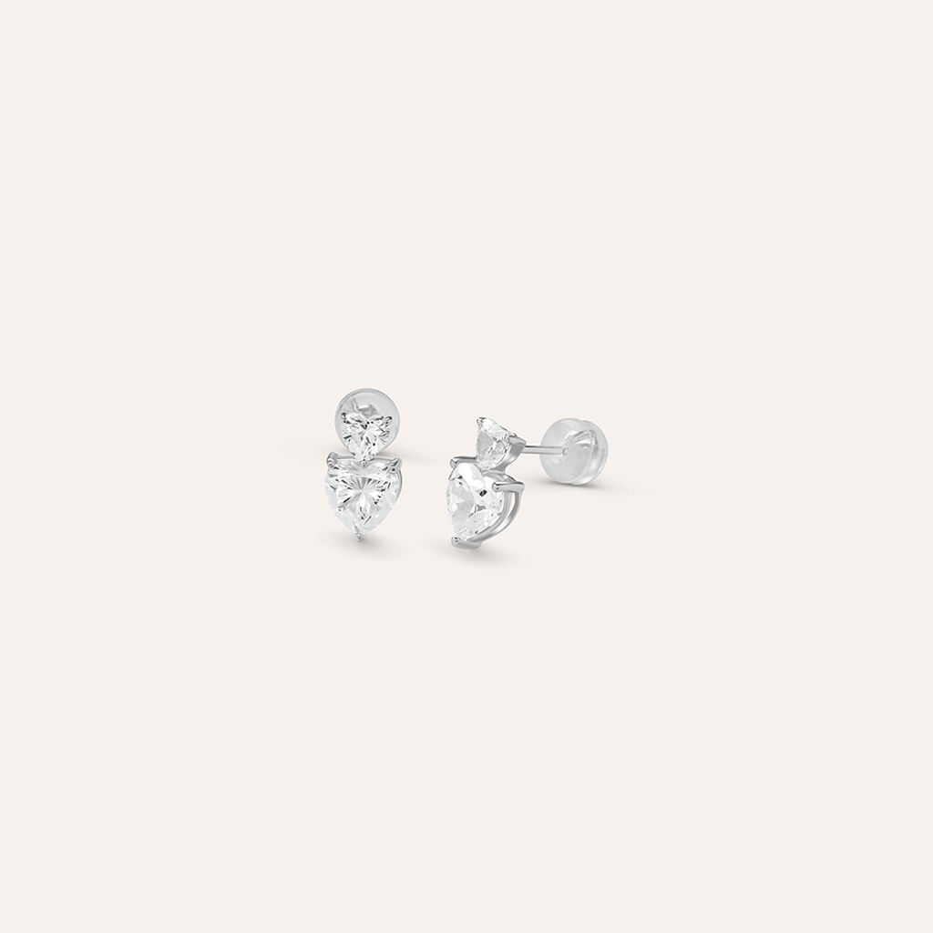 Orecchini Lobo Claire Oro Bianco Cubic Zirconia - Orecchini a Lobo Donna | Stroili