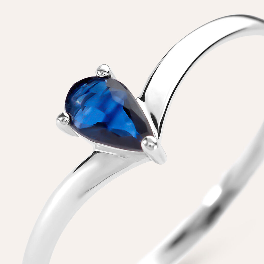 Anello Solitario Charlotte Oro Bianco Zaffiro