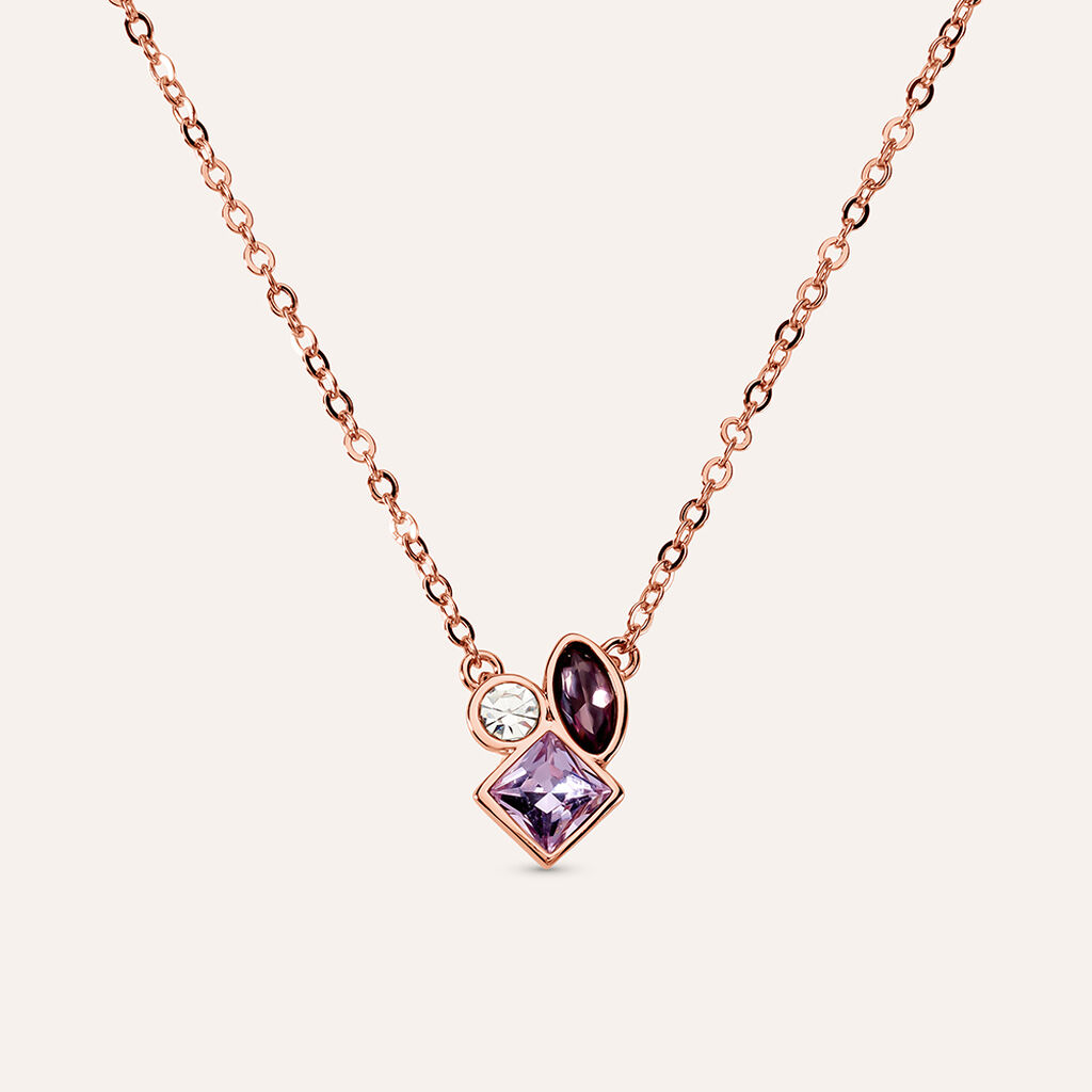 Collana Violet Ottone Rosa Cristallo