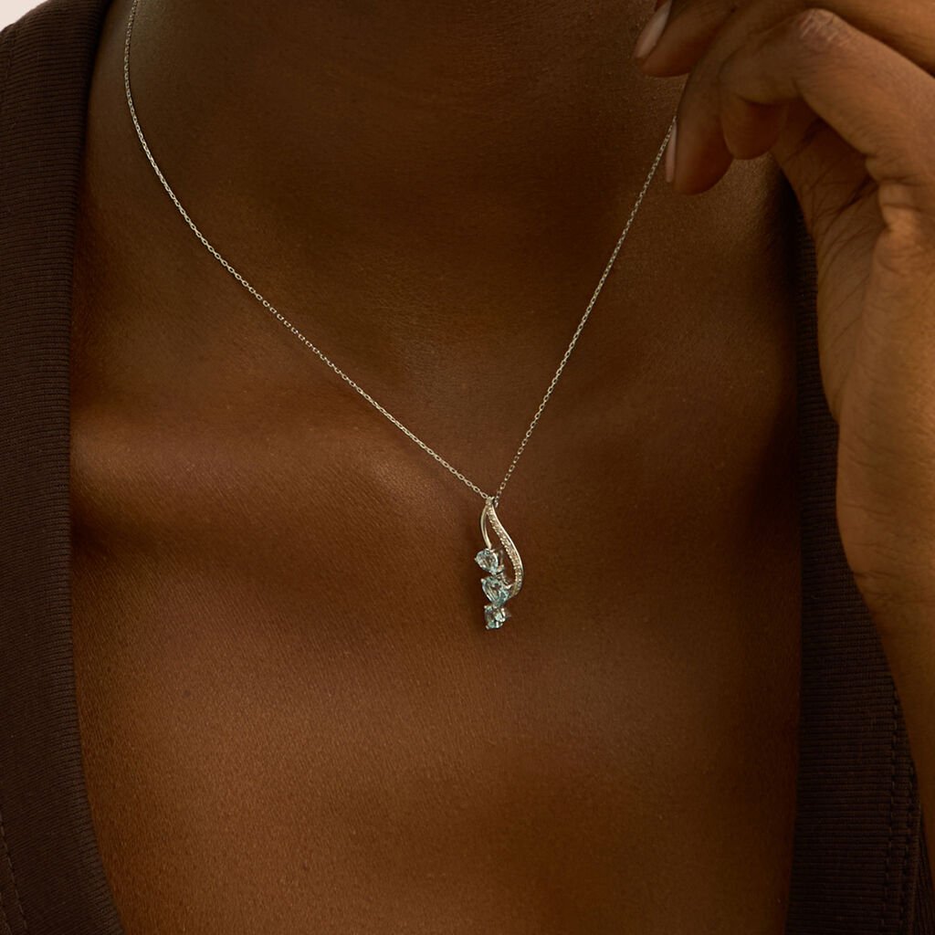 Collana Amélie Oro Bianco Topazio Cubic Zirconia Cubic Zirconia