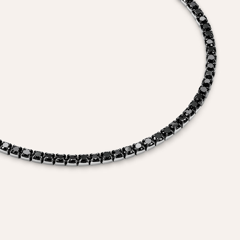 Bracciale Tennis Gentleman Argento Nero Cubic Zirconia