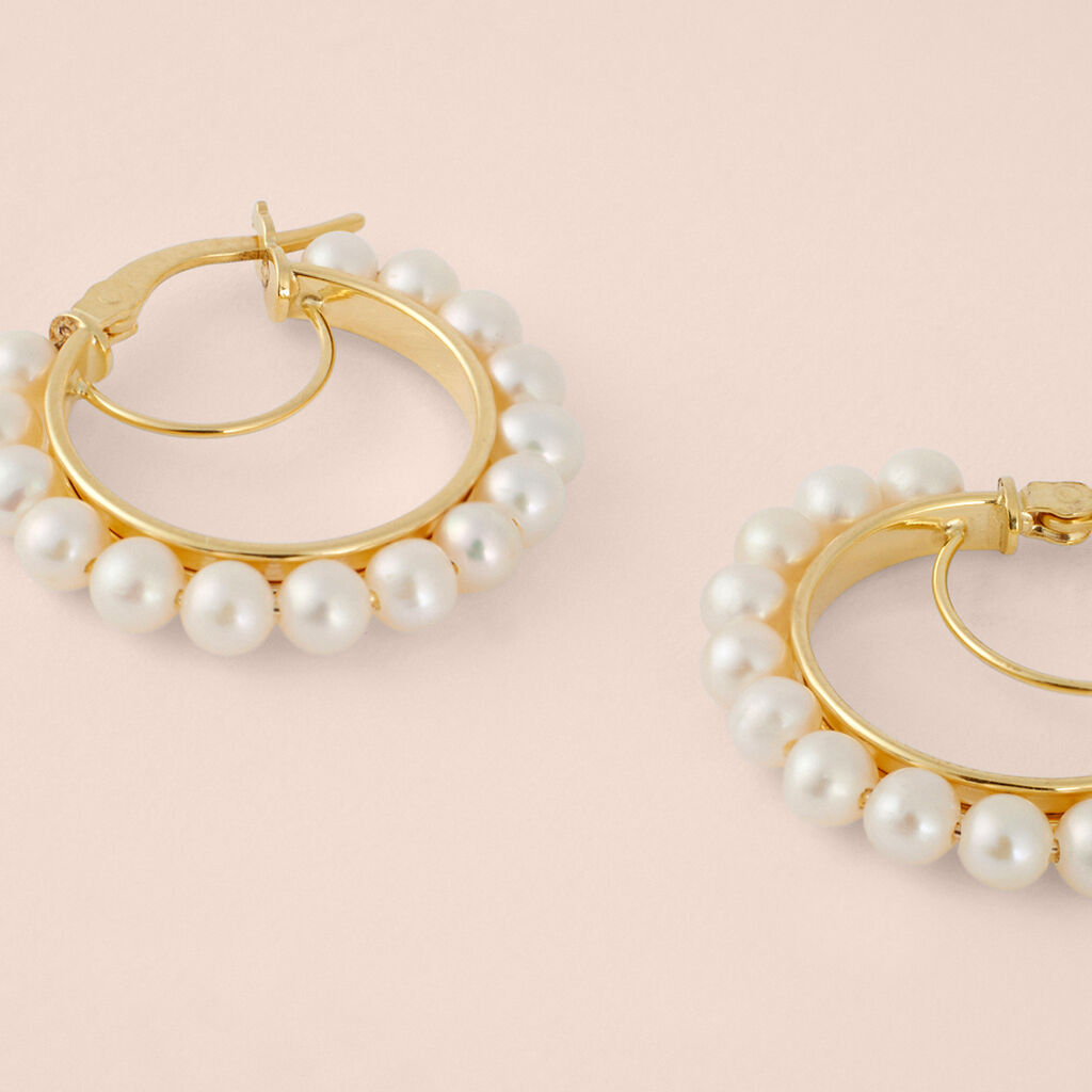 Orecchini A Cerchio Gabrielle Oro Giallo Perla D'Acqua Dolce