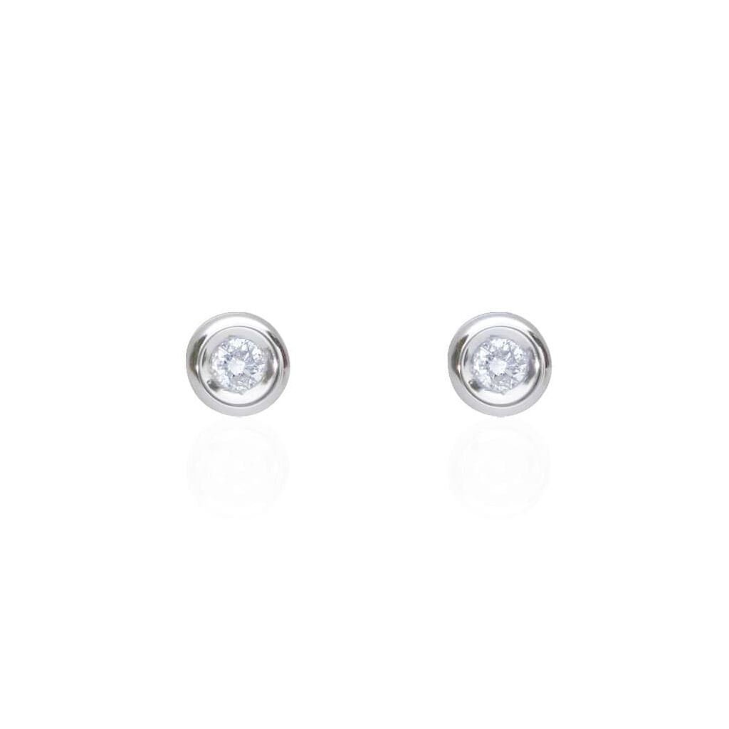 Orecchini lobo punto luce in oro bianco e brillante 0.06 ct - Orecchini Pendenti Donna | Stroili