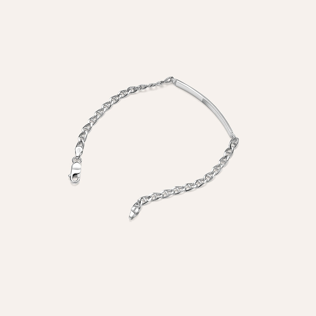 Bracciale Con Targhetta Gentleman Argento Rodiato - Bracciali con Incisione Uomo | Stroili