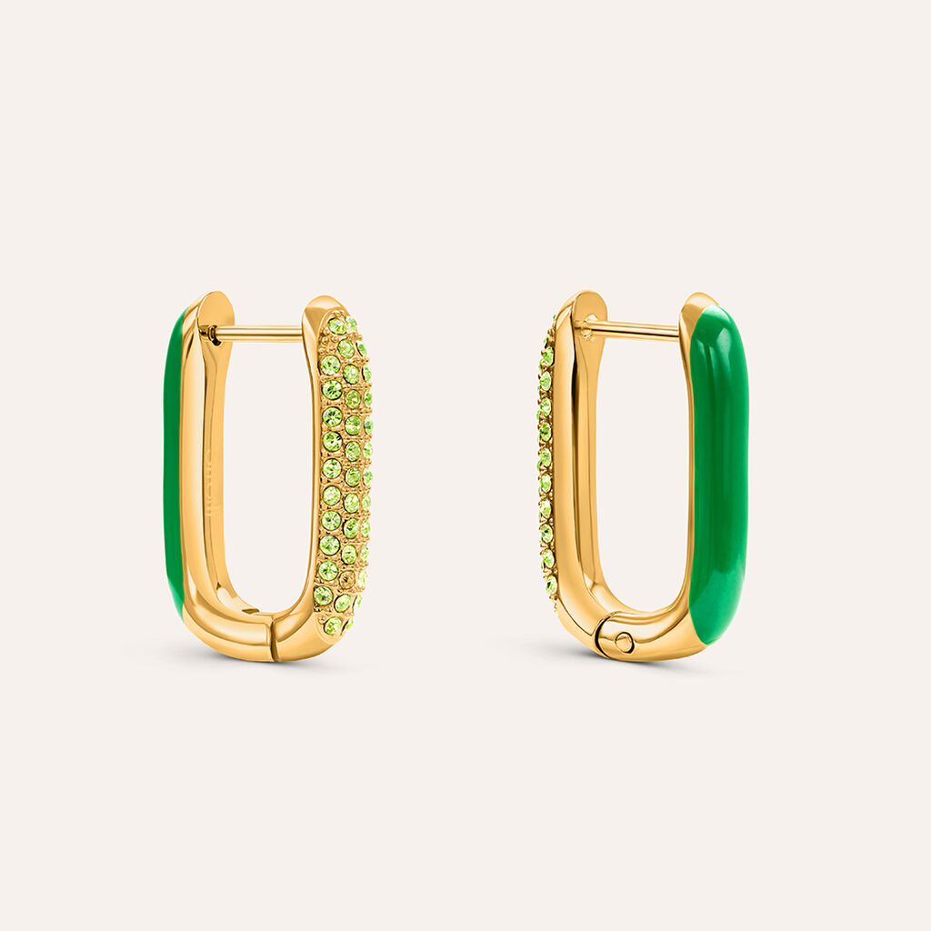 Orecchini A Cerchio Lady Sweet Acciaio Dorato Cristallo