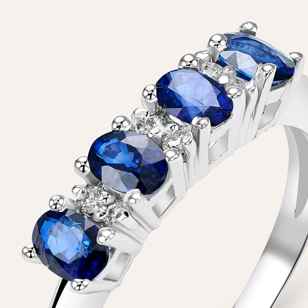Anello Riviere Charlotte Oro Bianco Zaffiro Diamante - Anelli Riviere Donna | Stroili