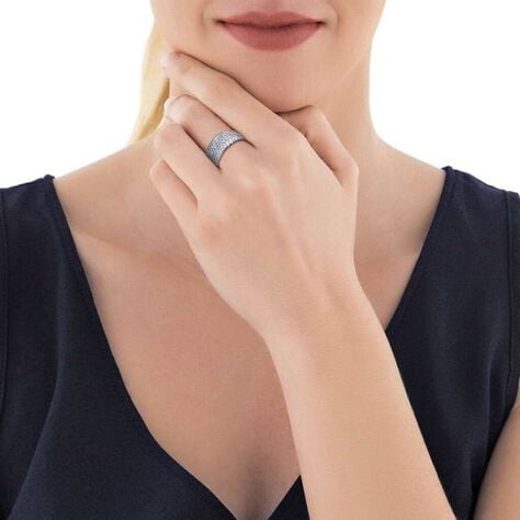 Anello in argento a fascia con pavè di zirconi - Anelli Eleganti Donna | Stroili