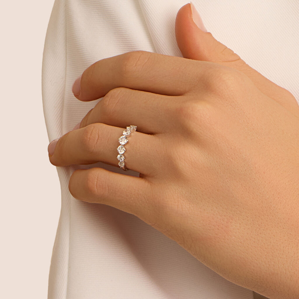 Anello Solitario Charlotte Oro Bianco Smeraldo Diamante