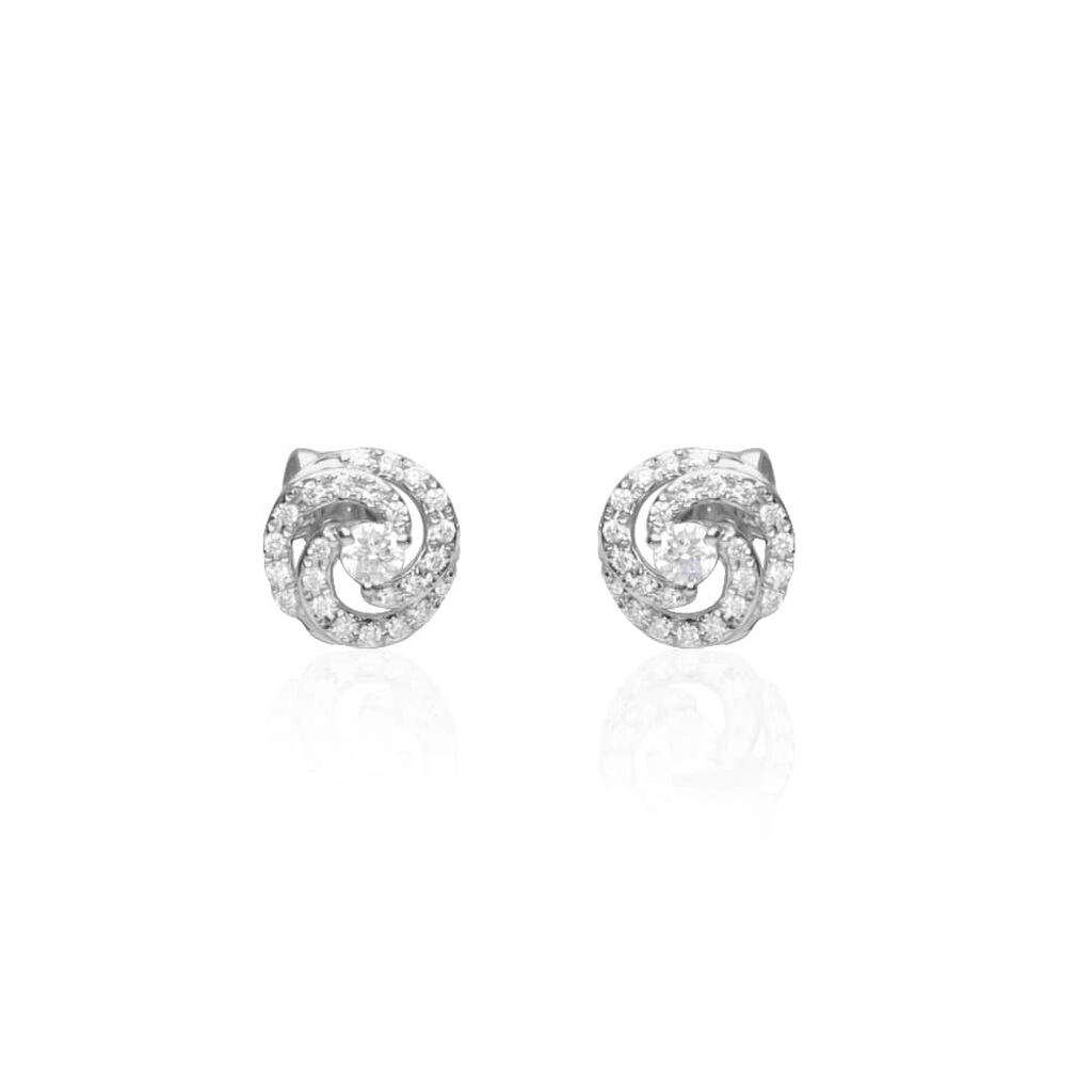 Orecchini a lobo in oro bianco e diamanti 0.27 ct