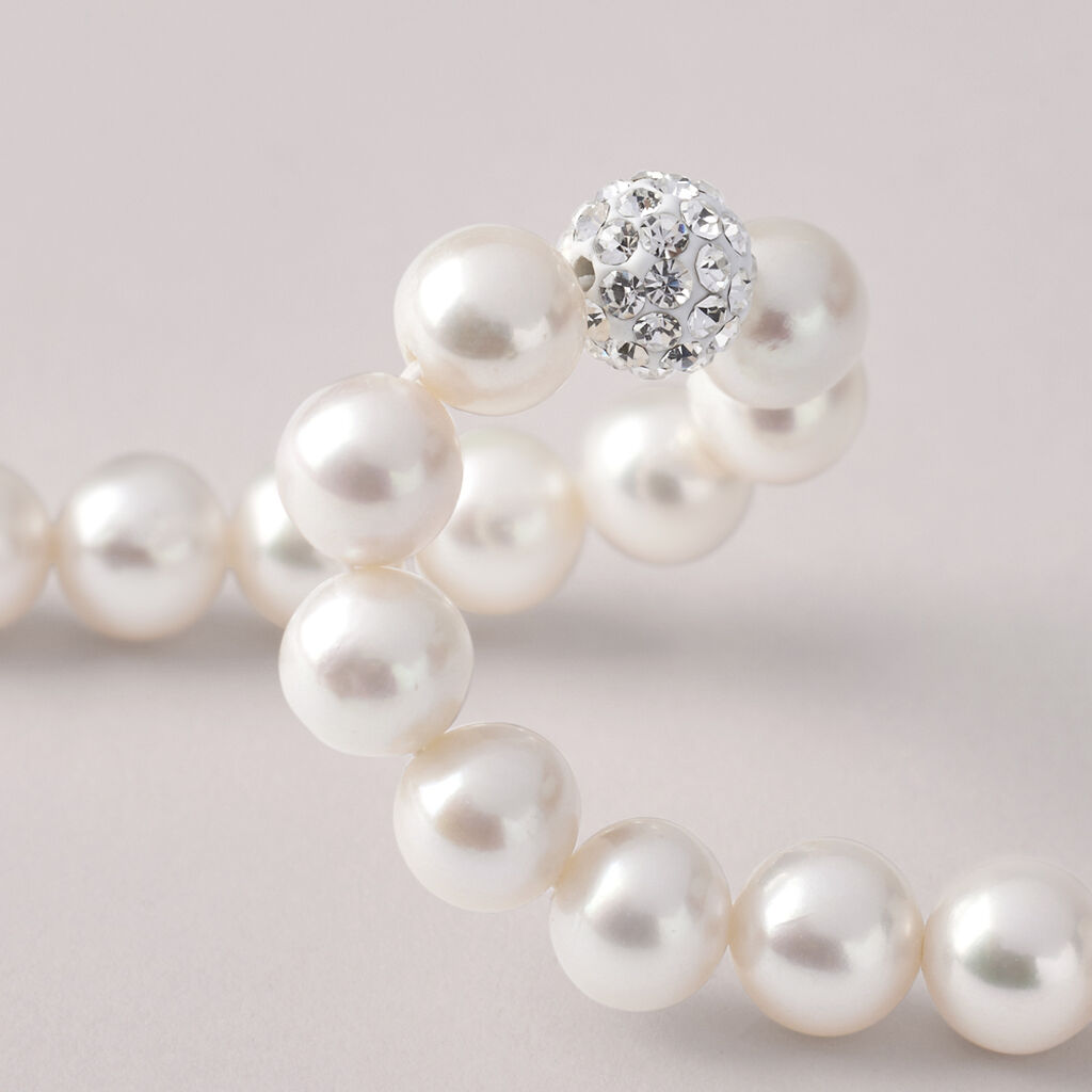 Bracciale Gabrielle Oro Bianco Perla D'Acqua Dolce Cristallo - Bracciali Donna | Stroili