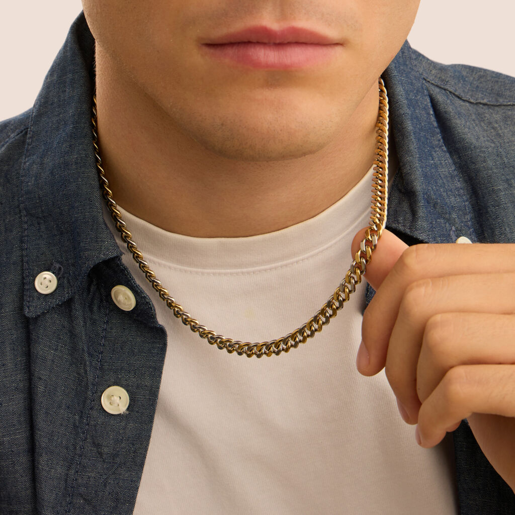 Collana Man Code Acciaio Bicolore