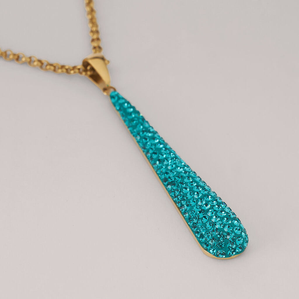 Collana Aura Acciaio Dorato Cristallo