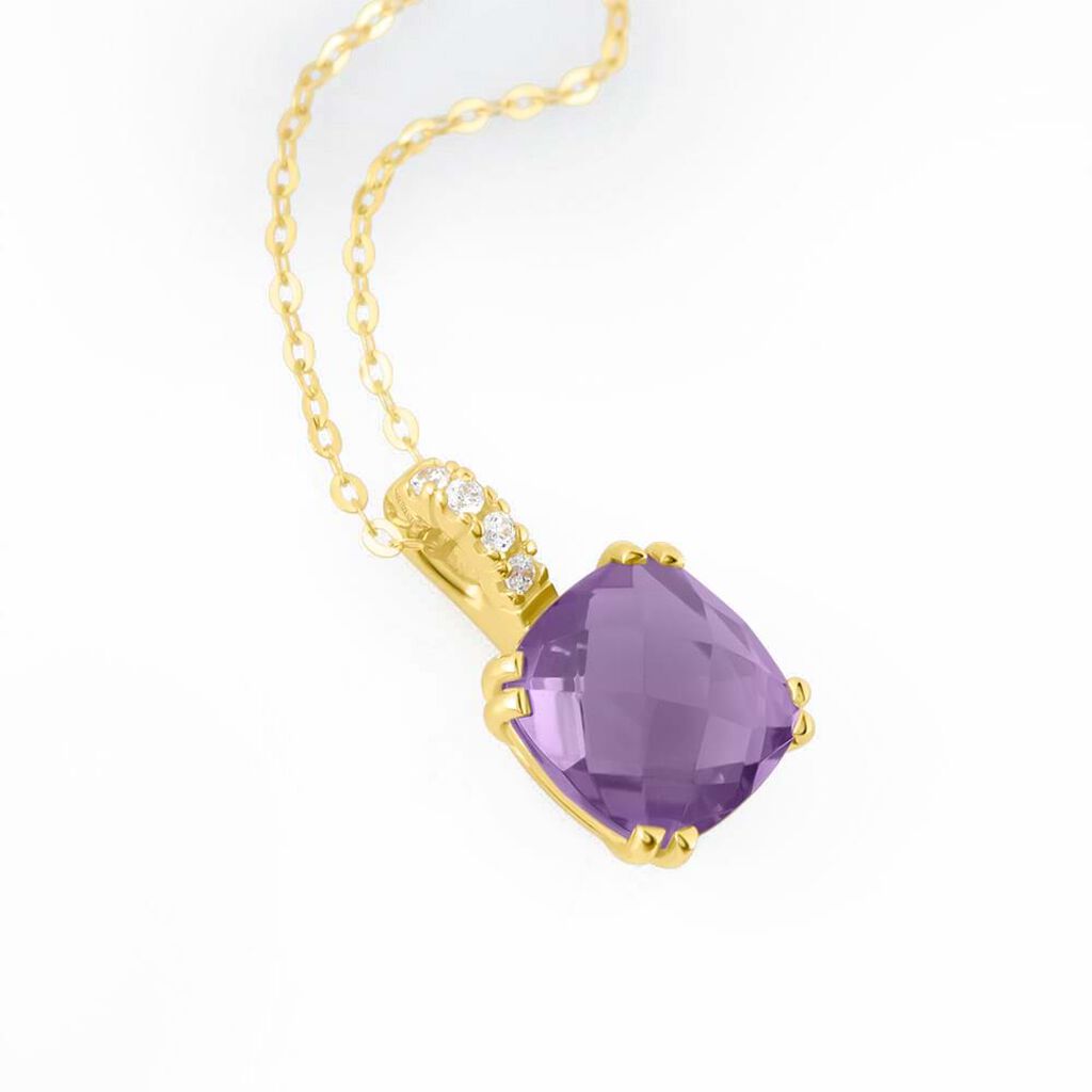 Collana Punto Luce Amélie Oro Giallo Ametista Cubic Zirconia - Collane Punto Luce Donna | Stroili