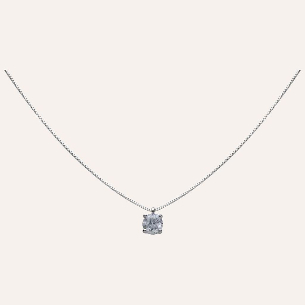 Girocollo punto luce in oro bianco con brillante 0.50 ct