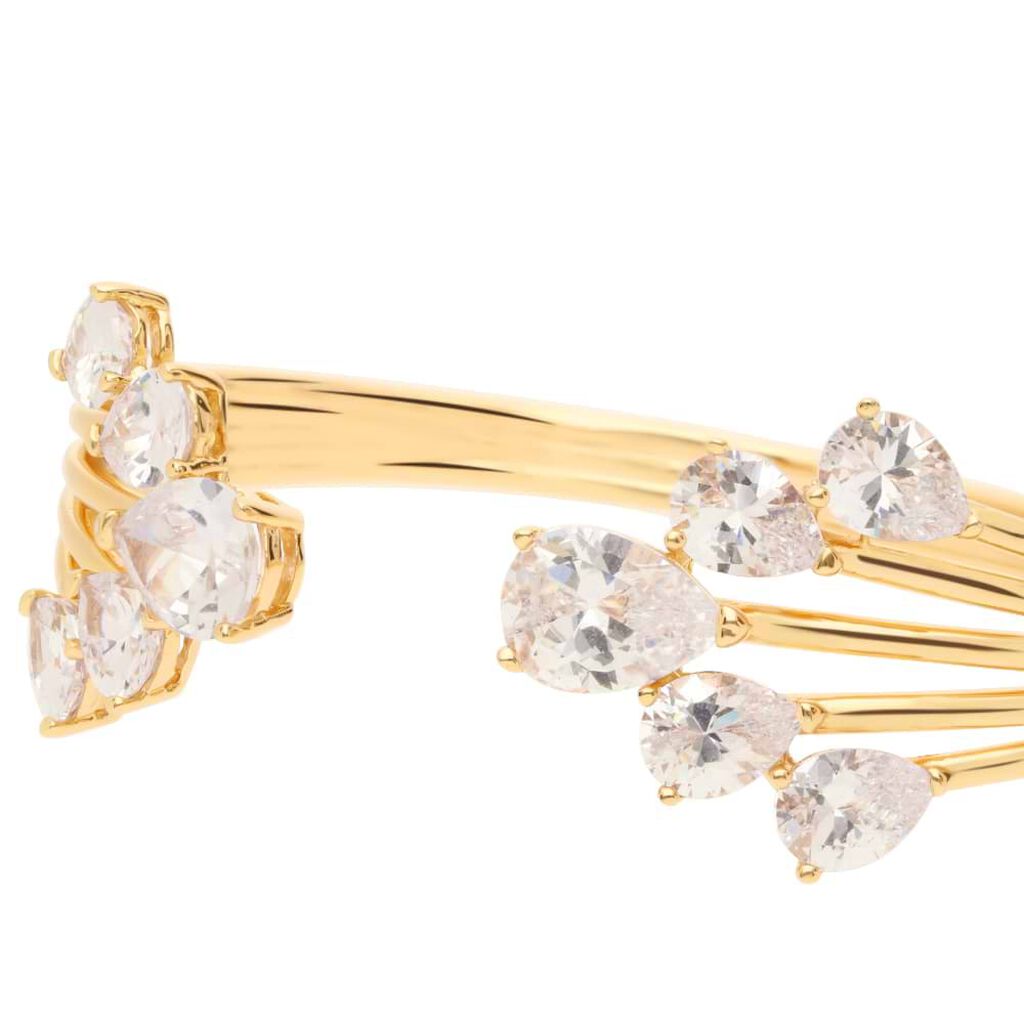 Bracciale rigido in ottone dorato con zirconi - Bracciali Donna | Stroili