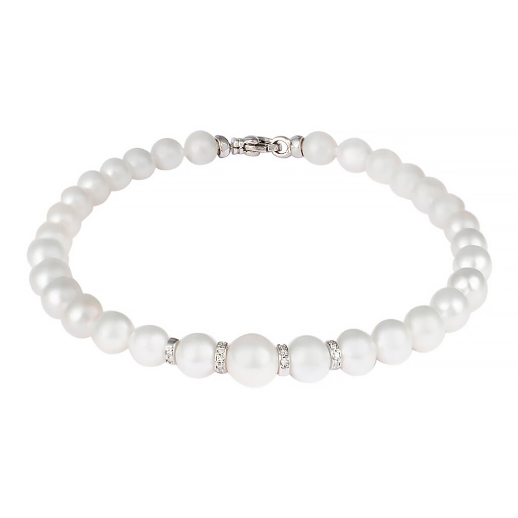 Bracciale Gold Pearls Oro Bianco Perla D'Acqua Dolce Diamante - Gioielli Donna | Stroili