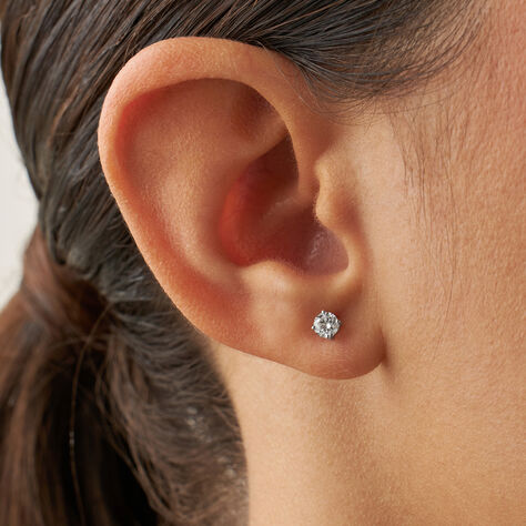Orecchini Lobo Punto Luce Diamade Oro Bianco Diamante Lab-Grown - Orecchini a Lobo Donna | Stroili