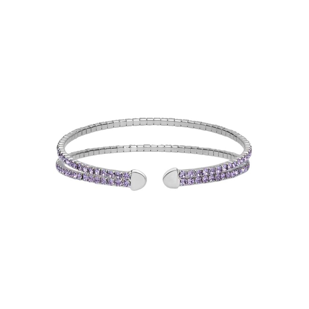Bracciale bangle in metallo rodiato e cristalli