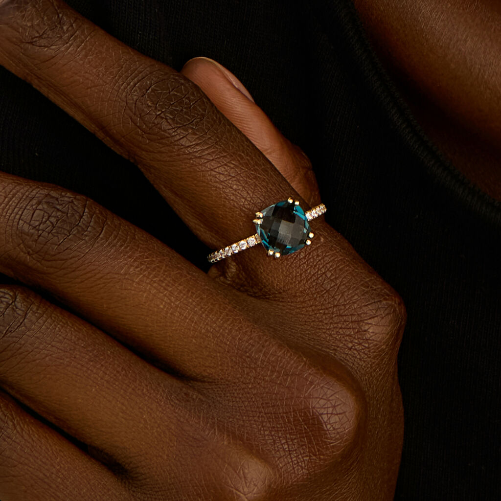 Anello Solitario Amélie Oro Giallo Topazio Cubic Zirconia