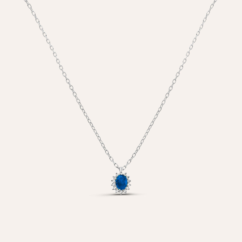 Collana Charlotte Oro Bianco Zaffiro Diamante