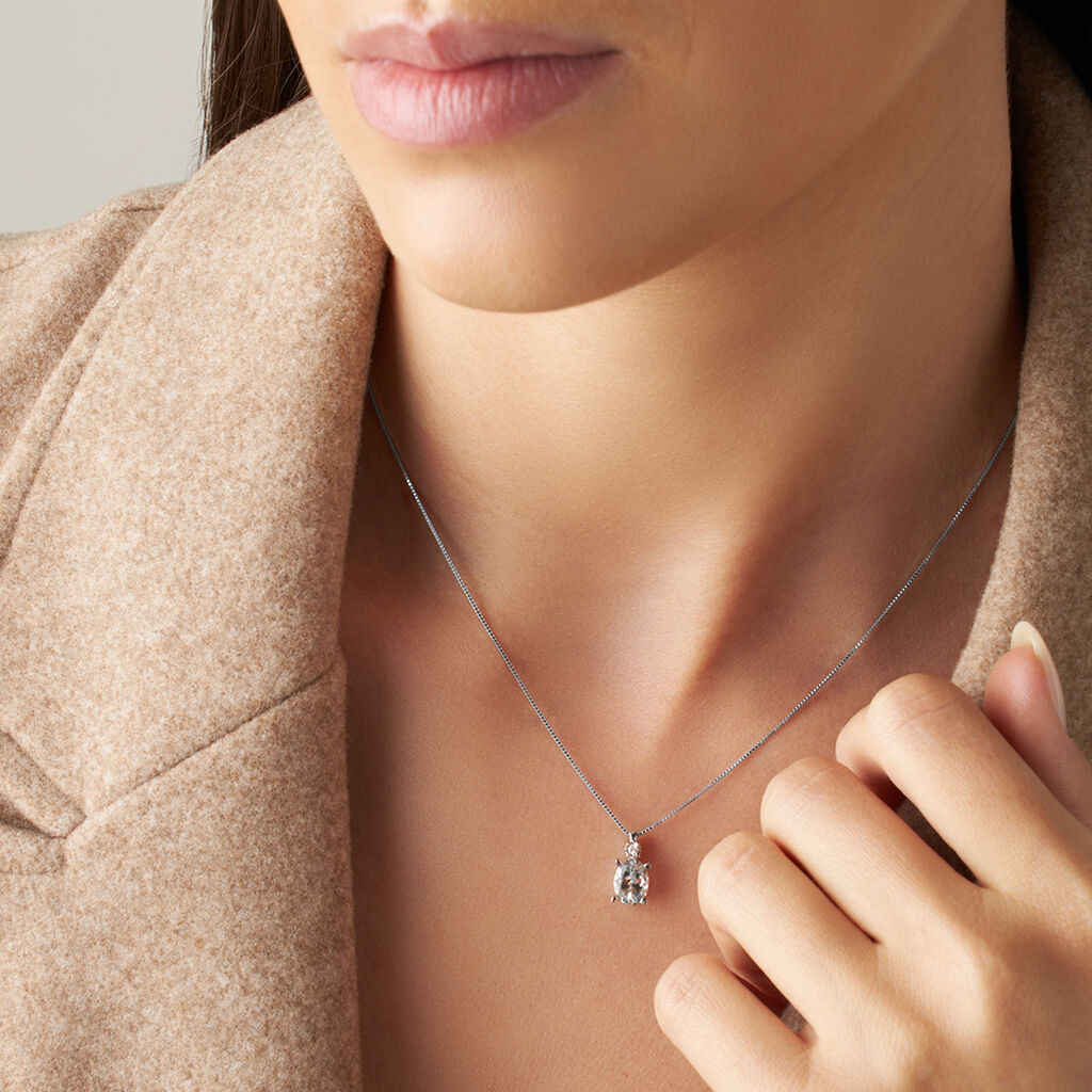Collana Punto Luce Acquamarina Oro Bianco Acquamarina Diamante - Collane Punto Luce Donna | Stroili
