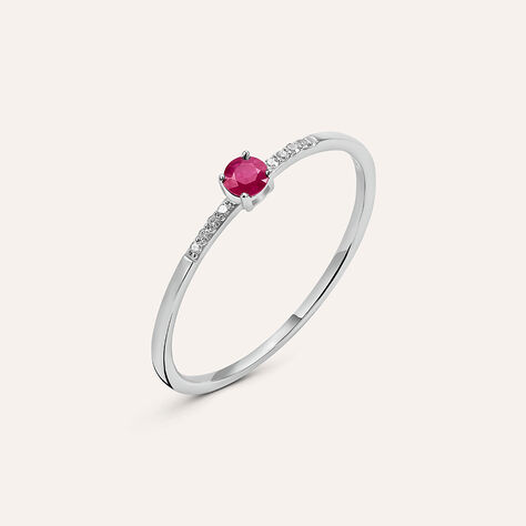 Anello Solitario Charlotte Oro Bianco Rubino Diamante - Anelli con Pietre Donna | Stroili