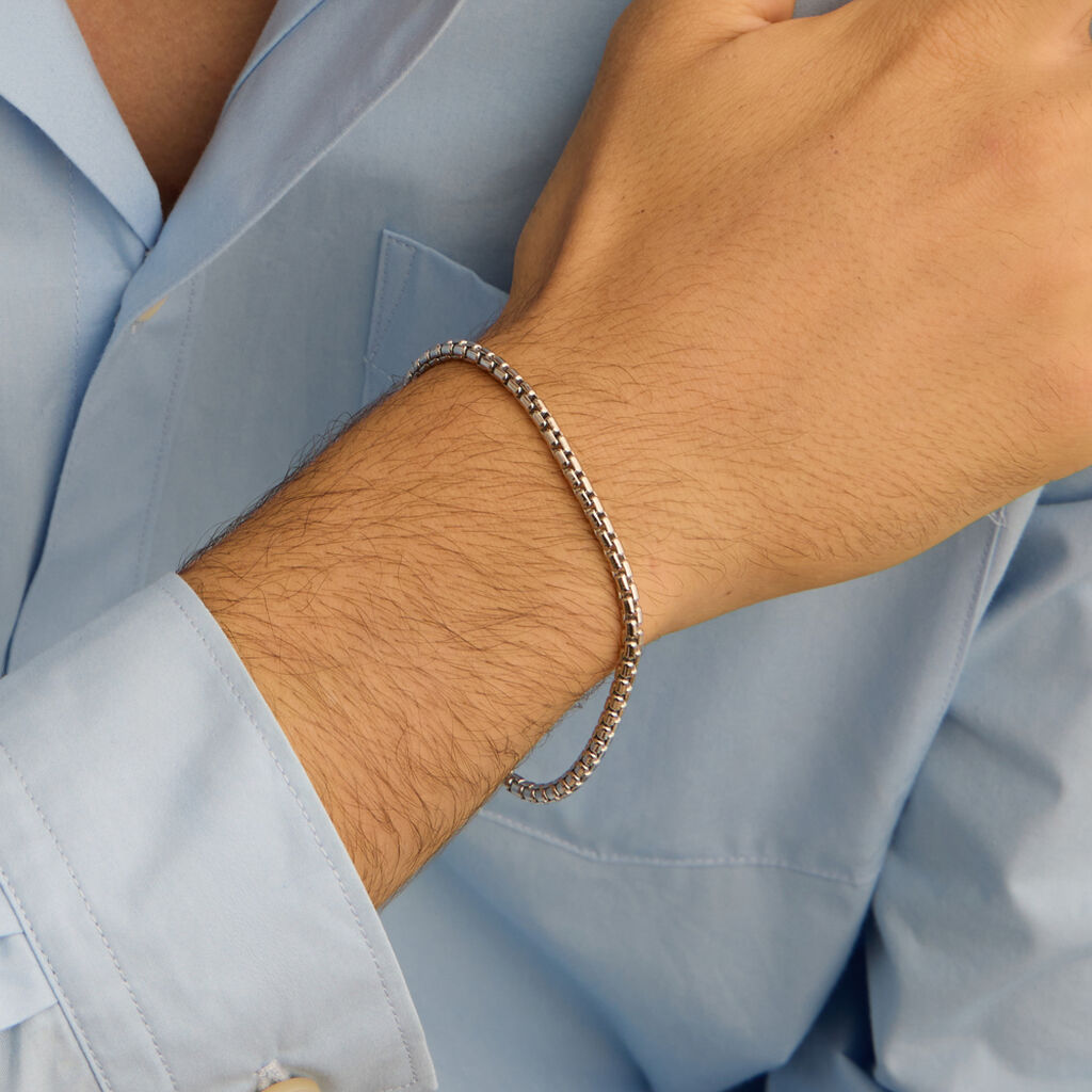 Bracciale Catena Gentleman Argento Rodiato