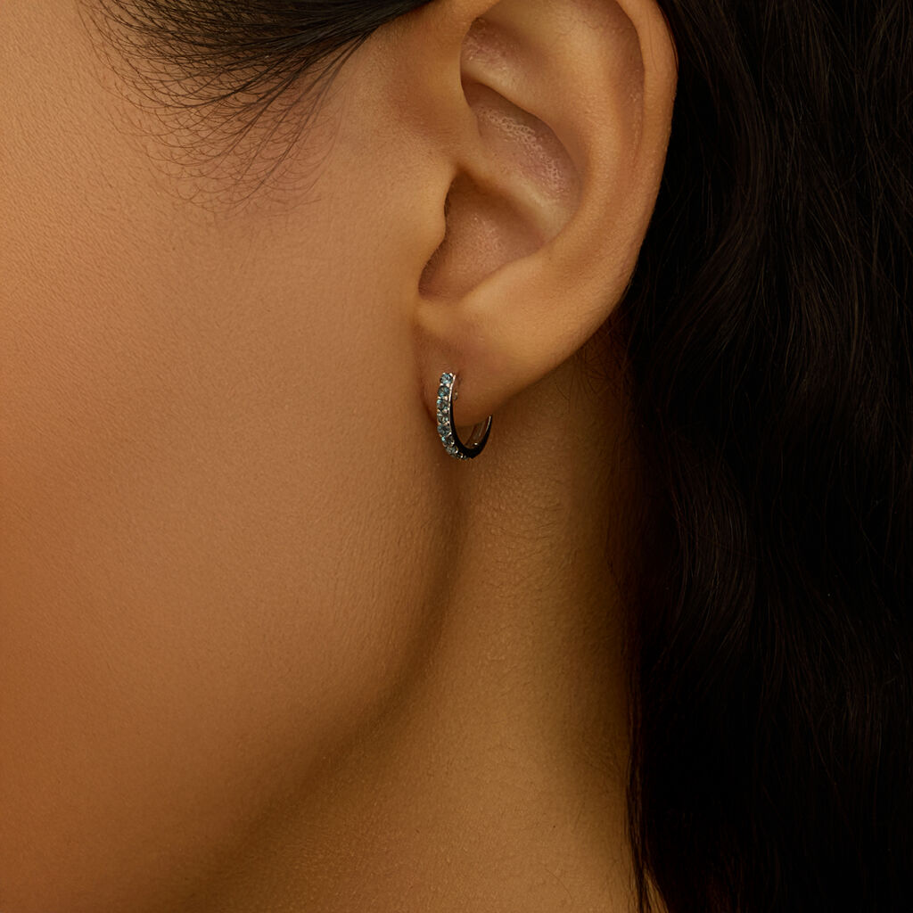 Orecchini A Cerchio Amélie Oro Bianco Topazio