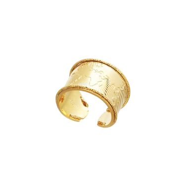 Anello mondo a fascia in bronzo dorato