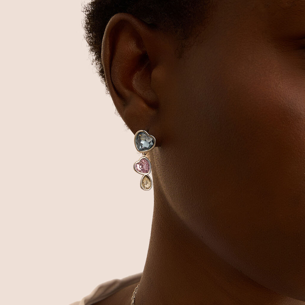 Orecchini Pendenti Violet Ottone Cristallo